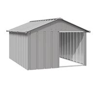 qohoio Niche pour Chien Gris 116,5x153x81,5 cm Acier galvanisé,Cage pour Chien,Cage pour Chat,Chenil pour Chien