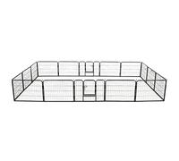 qohoio Parc pour Chiens 16 Panneaux Acier 60 x 80 cm Noir,Parc Chien Interieur,Parc A Chiot,Cloture Chien