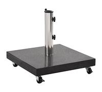 qohoio Socle de Parasol Granite 30 kg Carré Noir,Pied De Parasol,Pied De Parasol Lourd,Pied De Parasol sur roulettes