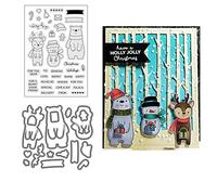Qoiseys Ensemble de tampons et matrices transparents de Noël en forme de bonhomme de neige et d'ours pour la fabrication de cartes, le scrapbooking, les albums photo, les travaux manuels, le gaufrage