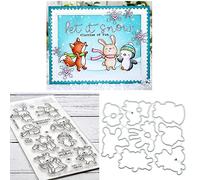 Qoiseys Lot de tampons et matrices de découpe en silicone transparent en forme de pingouin de Noël pour la fabrication de cartes, pochoirs de découpe en métal pour bricolage, scrapbooking, album