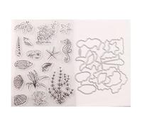 Qoiseys Lot de tampons et matrices de découpe en silicone transparent en forme d'hippocampe pour la fabrication de cartes, pochoirs de découpe en métal, pochoirs pour bricolage, scrapbooking, album