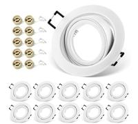 QOJUX Spot Encastrable GU10 Set, Lot de 10 Cadre Spot LED Encastrable 68mm | avec Douille GU10, Blanc Rond Cadre de Montage Spots de Plafond, Orientable 30° AC 230V, pour LED Lampes Ou Halogènes