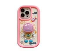 QoKcoahn Coque Applicable à iPhone 11, Kawaii Cas 3D Cartoon Support Astronaute Rose Cas Téléphone Portable Mignon Drôle Silicone Souple Antichoc Protection Cas