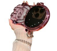QoKcoahn Coque de téléphone avec support caché pour iPhone 15, objectif d'astronaute 3D mignon 3D, protection d'appareil photo, béquille, protection de luxe à paillettes en TPU souple avec chaîne en