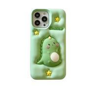 QoKcoahn Coque dinosaure compatible avec iPhone 16 Pro Max, motif dinosaure 3D dessin animé vert, protection contre les chutes, pour femmes et filles