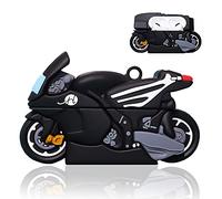 QoKcoahn Coque mignonne de dessin animé pour AirPods 4 4e génération, Kawaii 3D en silicone souple avec porte-clés, coque noire pour AirPods 4