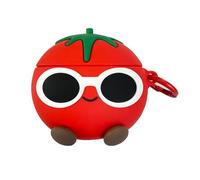 QoKcoahn Coque mignonne de dessin animé pour AirPods 4 4e génération, Kawaii 3D en silicone souple, motif tomate portant des lunettes, avec porte-clés, cool et amusant pour garçons et filles pour