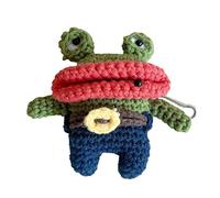 QoKcoahn - Coque mignonne en peluche de dessin animé pour AirPods Pro 2e génération, housse souple en silicone 3D Kawaii avec grenouille à bouche de saucisse duveteuse et molaire avec porte-clés, cool