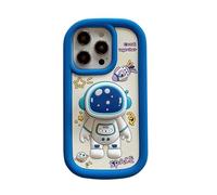 QoKcoahn Coque pour iPhone 14 Pro Max, Kawaii 3D Cartoon Tribune Astronaute Bleue, Téléphone Portable Mignon Drôle Silicone Souple Antichoc Protection