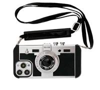 QoKcoahn Emily in Paris Coque de téléphone pour iPhone 15 Plus, étui d'appareil photo kawaii 3D dessin animé vintage avec long cordon, coque de téléphone en silicone PC, protection antichoc pour