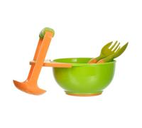 qokeeu Bol à écraser | avec fourchette, cuillère, hachoir à main, couverts, préparateur de purée de légumes et moulin | pour légumes, poisson, poulet, pommes de terre, gingembre