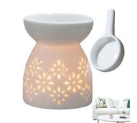 qokeeu Brûleur à parfum en céramique, diffuseur d'encens, photophore à huile, brûleur d'arômes, lampe à bougie chauffe-plat, brûleur d'arômes pour le sommeil, la relaxation, la méditation