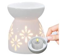 qokeeu Brûleur à parfum en céramique, diffuseur d'encens, photophore à huile, brûleur d'arômes, lampe à bougie chauffe-plat, brûleur d'arômes pour le sommeil, la relaxation, la méditation