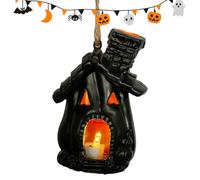 qokeeu Maison hantée éclairée pour Halloween, maison de village d'Halloween | effrayante gothique ornement éclairage pour fête, maison, couloir, festival, vacances, chambre à coucher
