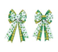 qokeeu Rubans pour Arbre - 2 Pièces Décoration de Nœud Papillon Vert | Nœuds pour Couronnes,Décoration de Fête Irlandaise pour Intérieur Table Cheminée Événement Extérieur