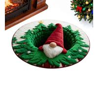 qokeeu Tapis 3D à Illusion d'Optique pour Noël, Moquette Antidérapante Décorative de Noël en Intérieur, Tapis de Chambre Rond Lutin, pour l'Intérieur Pendant Les Fêtes Salon Entrée Salle à
