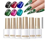 qokeeu Vernis Gel,Gel Magnétique 6 Couleurs pour French Tip Manucure - Colle Vernis Pointe Française,pour l Automne Halloween Noël le Maquillage la Fête les Vacances le Mariage les