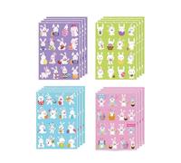 QOKLIYUI Autocollants décoratifs œufs de Pâques, décorations de fêtes, adorables œufs lapin dessin animé, fournitures fête, assortiment d'autocollants Pâques pour enfants, adorables