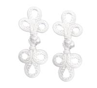 QOKLIYUI Bouton grenouille à nœud chinois traditionnel, fermeture de couture vintage pour cardigans, manteaux, cheongsams et vêtements de Pour tous les jours, Blanc