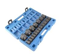 QOKLIYUI Coffret de douilles à choc robustes 1/2 pouce, 19 pièces, entraînement universel, acier à outils haute résistance, hexagone 6 pans, jeu de douilles choc professionnel 19 pièces, norme SAE 1/2