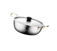 QOKLIYUI Marmite à ramen coréenne à induction, chauffe rapidement les nouilles et les soupes, durable grâce sa fabrication en acier inoxydable, Argent, 18 cm