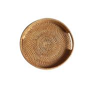 QOKLIYUI Plateau de service texturé haut de gamme fermé et bord rond pour plateau de service en rotin, plateau rond en rotin, plateau de panier alimentaire, type 1, 25 x 4 cm