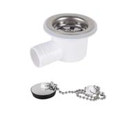 QOKLIYUI Raccord coudé pour bouchon de vidange d'évier pour camping-cars, caravanes et bateaux, en acier inoxydable, sans tube, 7.6 cm