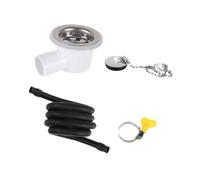 QOKLIYUI Raccord coudé pour bouchon de vidange d'évier pour camping-cars, caravanes et bateaux, en acier inoxydable, avec tube, 7.6 cm