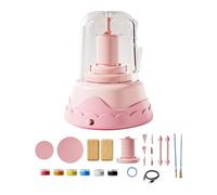 QOKLIYUI Tour de potier électrique pour Enfants - Jouet de Loisirs créatifs Facile et sûr - Idéal pour Les Petits espaces Les Voyages - Plateau tournant , Rose , 13 x 13 x 15 cm