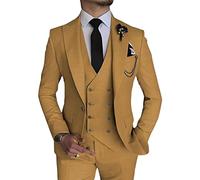 Qolkmuiy-GJ Smoking doux et élégant à simple boutonnage pour homme - Veste à un bouton - Coupe ajustée - Marron clair - Taille M