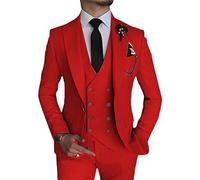 Qolkmuiy-GJ Veste décontractée à un bouton pour homme - Coupe ajustée - Costume de mariage doux et élégant - Smoking simple boutonnage, Rouge, XX-Large