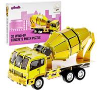 qollorette Jouet a Remonter Puzzle 3D Engins de Chantier Jouet Betonniere Jeux Construction Enfant - Mini Maquette Véhicules pour Enfants Activites Manuelles