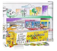 qollorette Set de Coloriage Enfants, Rouleau de Coloriage, Crayons de Couleur, Crayon à la Cirer et des Autocollants La vie en Ville - Cadeau de Dessin Enfants, 480 x 29cm (16 feet)