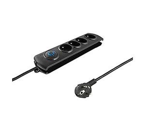 qoltec 50104 Multiprise avec parasurtenseur, 4 Noir