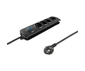 qoltec 50105 Multiprise avec parasurtenseur, 4 Noir Noir