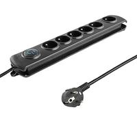 Qoltec Bloc multiprise 50111 avec parasurtenseur, 6 prises, noir