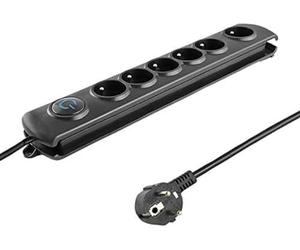 qoltec 50111 Bloc multiprise avec parasurtenseur, 6 Prises Noir