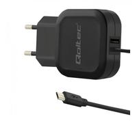 Qoltec 50189 Chargeur Secteur Intérieur 17W pour Smartphone & Tablette - 1 Port USB 2.0 - Câble 1m - Noir - Tension d'entrée 220-240V