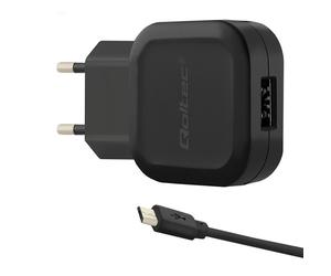 Qoltec 50195 chargeur d'appareils mobiles Smartphone, Tablette Noir Secteur, CC, USB Intérieure
