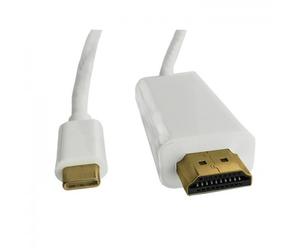 Qoltec 50415 Câble Adaptateur Vidéo 2m HDMI Type A vers USB Type-C Mâle/Mâle, 30Hz, Blanc, Conditionnement Sachet Polyéthylène.