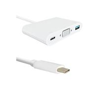 Qoltec 50426 USB 3.1 Type C vers VGA Adaptateur avec USB 3.0 A weblich Blanc