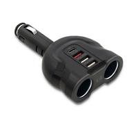 Qoltec 50641 12-24V | 52W | 5V | 2,4A | 2xUSB | USB QC 3.0 | USB-C PD | 2x distributeur allume-cigare
