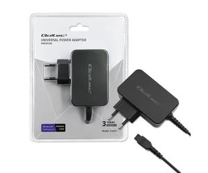 Qoltec 51025 Adaptateur Secteur 220V 45W Max. Chargeur Batterie Intérieur, Protection Surtension/Surchauffe/Surcharge/Court-circuit, Câble 1.7m, Noir