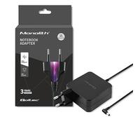 Qoltec 51745 Adaptateur Secteur 65W pour Ordinateur Portable, Entrée 220-240V, Sortie 19V 3.42A, Type Intérieure, Compatible Asus, Noir, 70x70x30mm