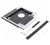 Boîtier de disque dur 51868 : 2,5" aluminium 122 x 122 x 9,5 mm noir QOLTEC