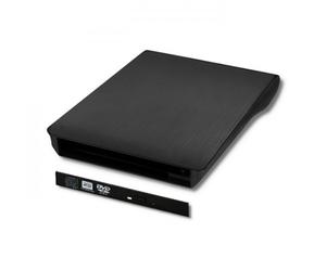 Qoltec Boîtier Externe USB 2.0 & eSATA pour Lecteur Optique 12.7mm SATA DVD-ROM Noir - Compatible Windows/macOS/Linux - 144x147x15mm