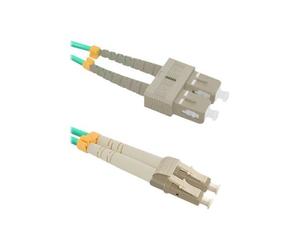 Qoltec - Cordon de raccordement - LC/UPC multimode (M) pour SC/UPC multimode (M) - 1 m - fibre optique - duplex - 50 / 125 microns - OM4 - sans halogène - menthe