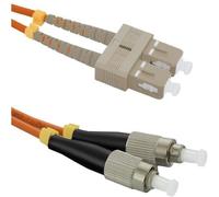 Qoltec - Cordon de raccordement - SC/UPC multimode (M) pour multimode FC/UPC (M) - 3 m - fibre optique - duplex - 50 / 125 microns - OM2 - sans halogène - orange