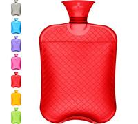 Qomfor Bouillotte sans Housse - Grande Capacité 1,8 L - Bouillotte Eau Chaude pour Soulagement de la Douleur, Dos, Cou et Épaules & Nuits Chaudes Cosy (Rouge)